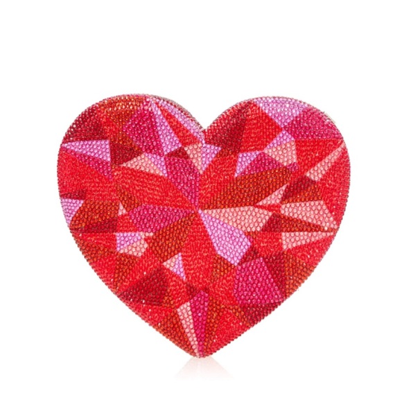 🖤SOLD🖤 Judith Leiber Couture Ruby Crystal-Embellished Heart-Shaped Clutch - Picture 4 of 17